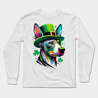 American Hairless Terrier in Saint Patrick's Day Spirit Long Sleeve T-Shirt